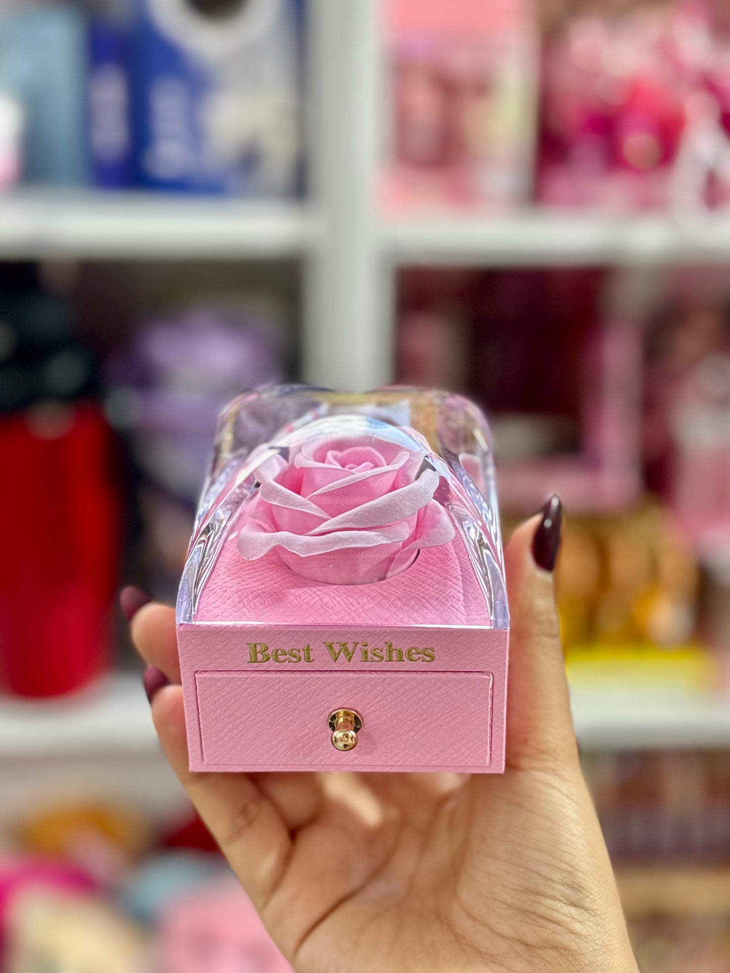 Boite cadeau avec tiroir et fleur et collier en acier inoxydable - Girlzbox