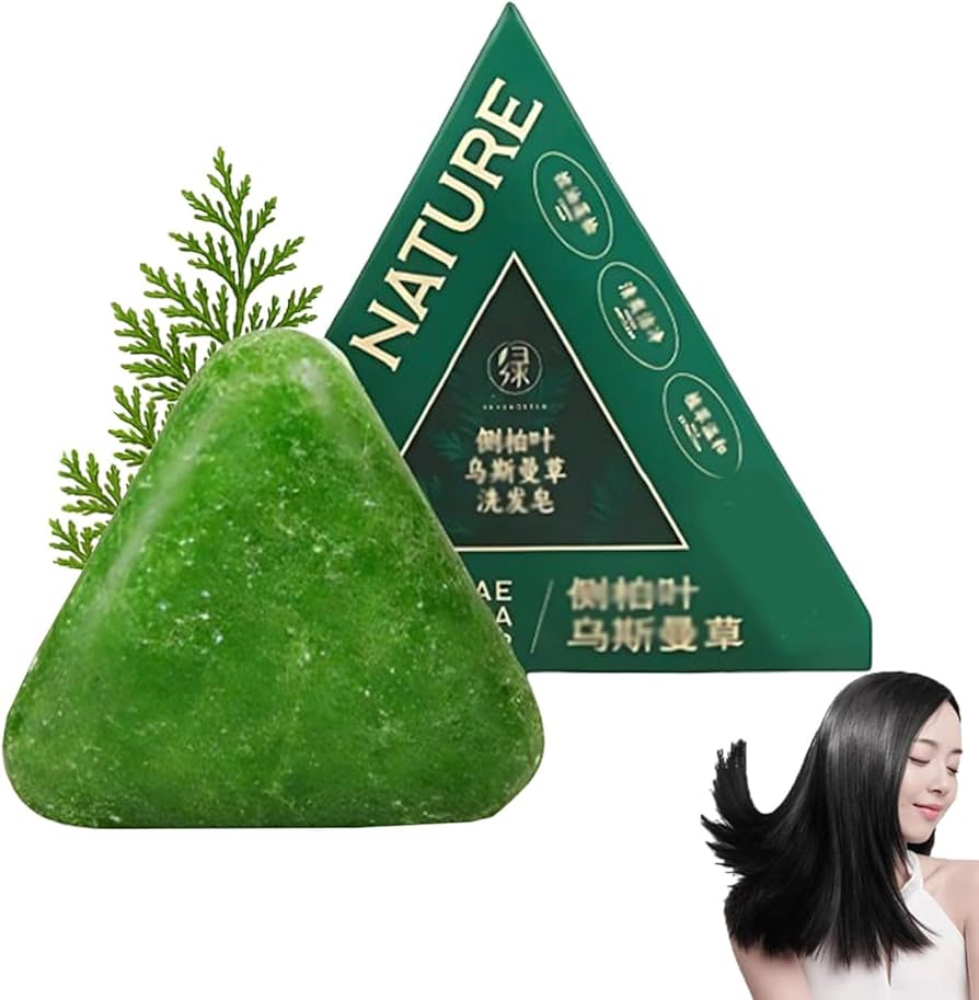 Nature Triangle Shampoo Bar, Nature Seven Green Soap Shampoo, Usman Grass 𝐒hampoo Bar, Calming & Strengthens Hair for Women and Mens