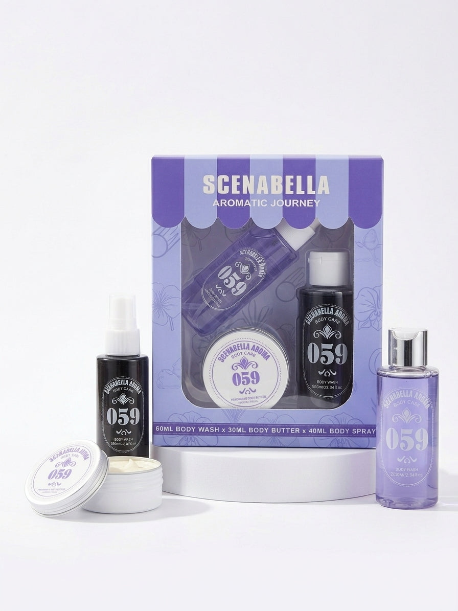 Pack scenabella 3pcs brume pour le corps gel douché crème hydratante
