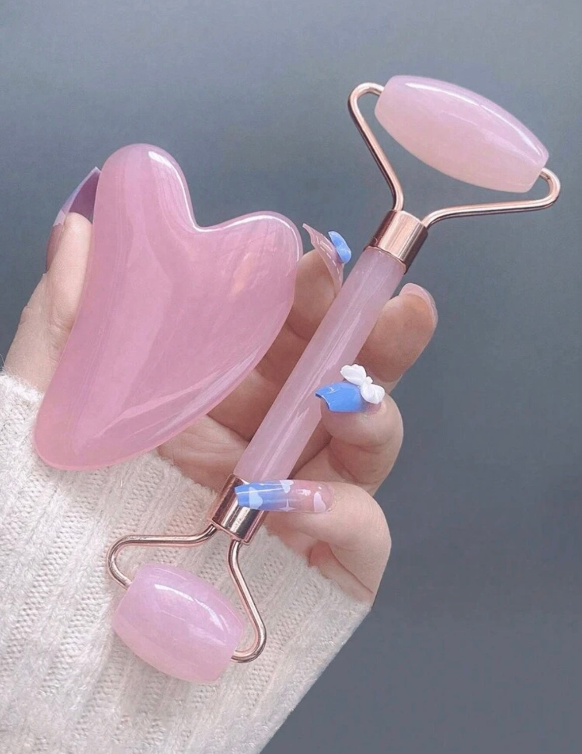 Duo jad roller et guacha pierre massage pour le visage skin care - Girlzbox