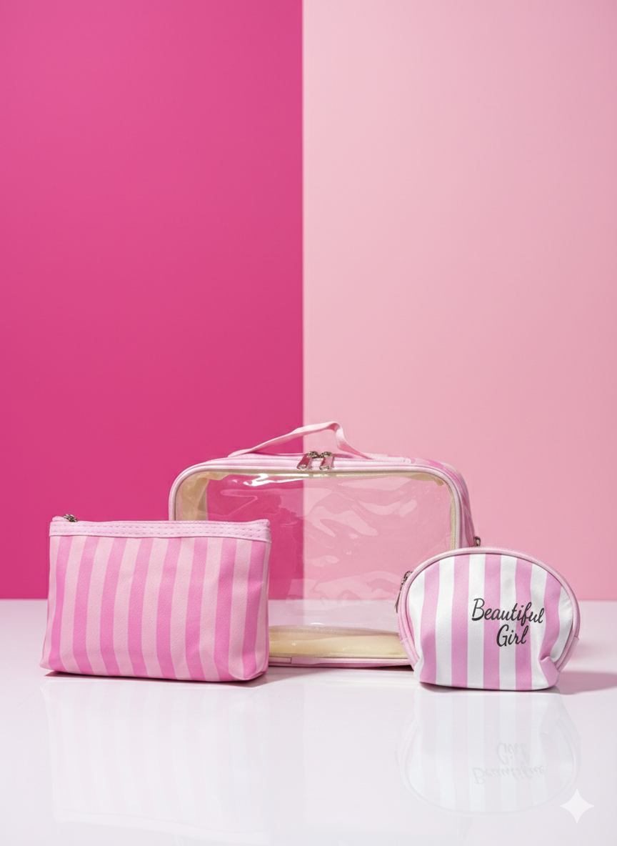 X3 pièces Trousse rangement victorias secrets motif aléatoire promotion - Girlzbox