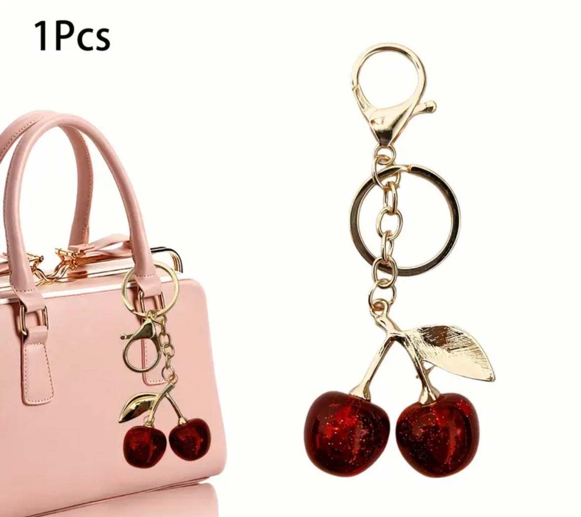 Porte clé et deco sac cerise tendance rouge grand