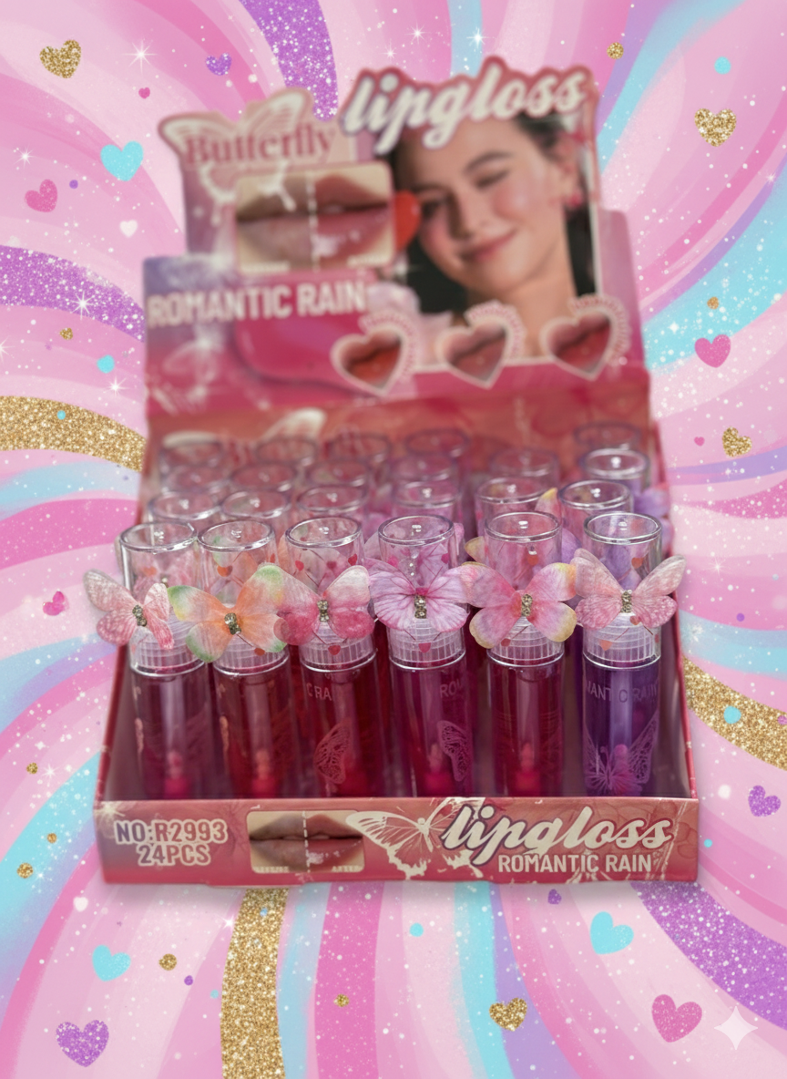 Lip gloss papillon effet rose naturel - Girlzbox
