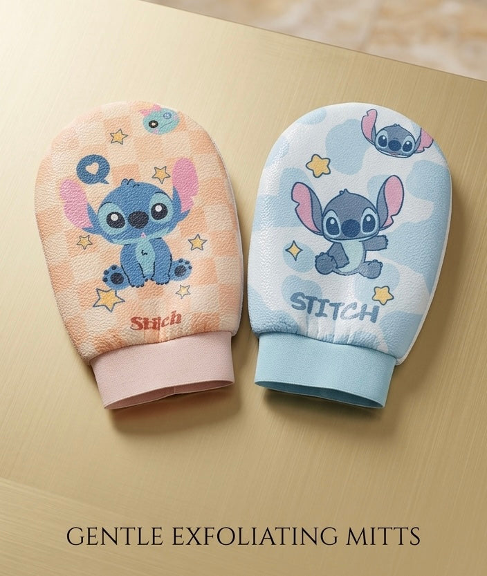 Gants exfoliants de douche stitch deux faces face douce face dure - Girlzbox