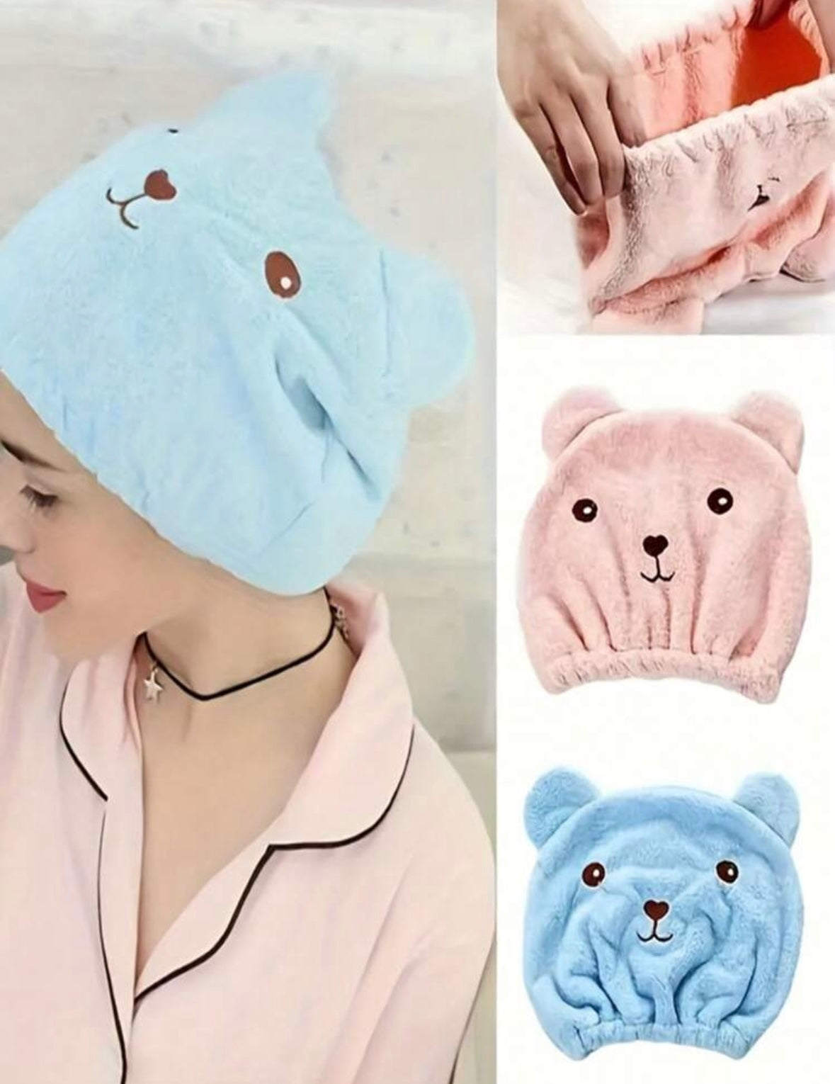 Serviette bonnet pour sêcher les cheveux très doux - Girlzbox