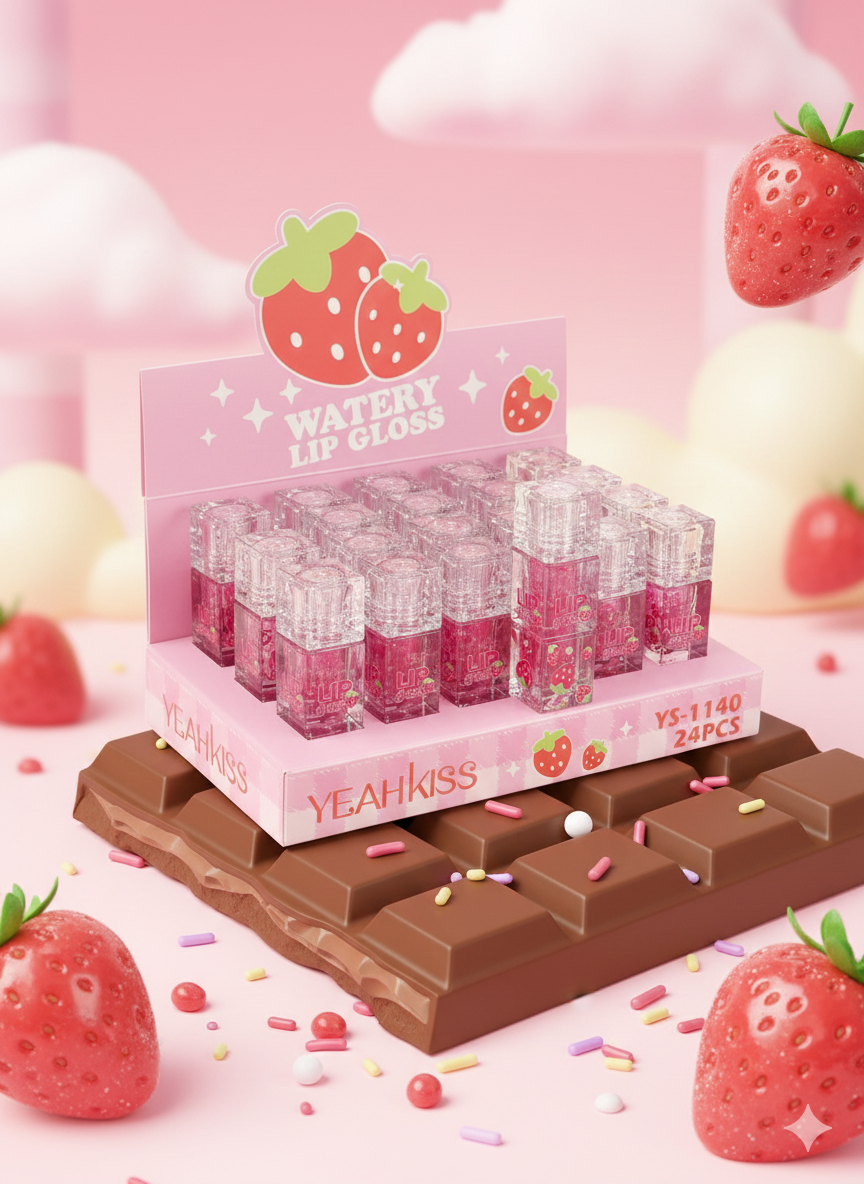 Lip gloss fraise effet rose naturel - Girlzbox