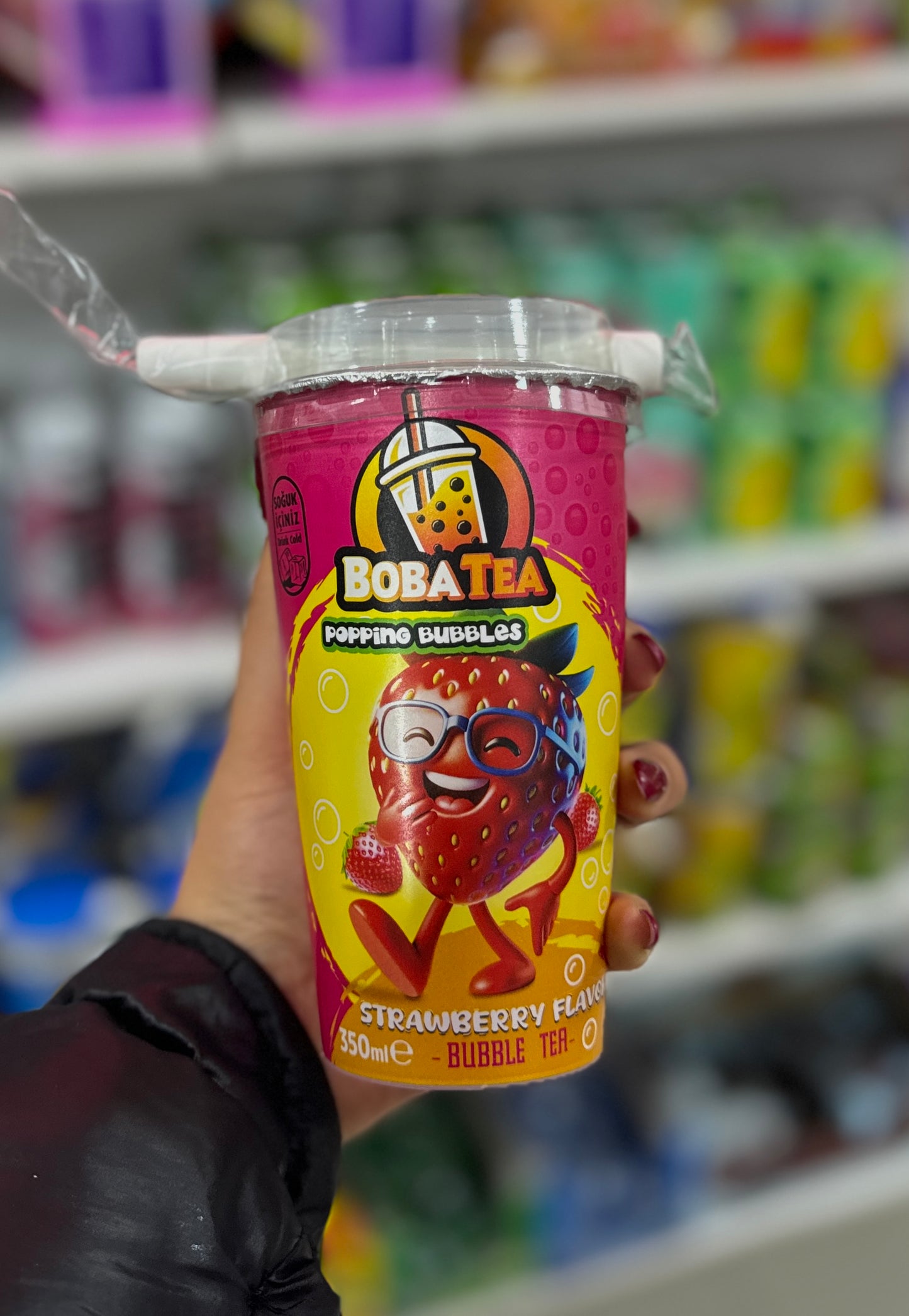 Boba tea popping strawberry fraise bubble tea candy cargo pappi - Girlzbox