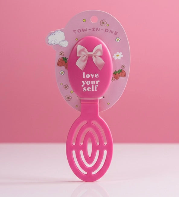 Brosse et miroir pour les cheveux aesthetic pink - Girlzbox
