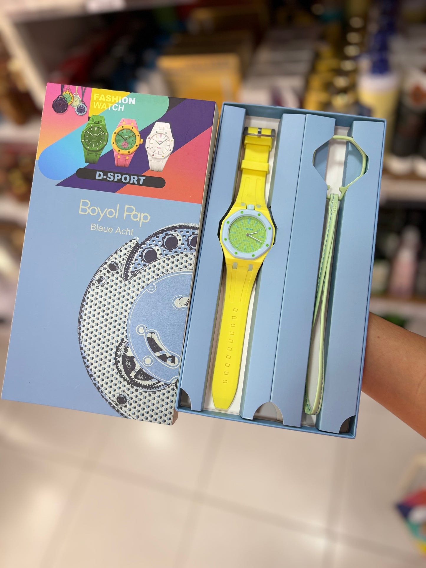 Watch trendy d-sport jaune bleu - Girlzbox