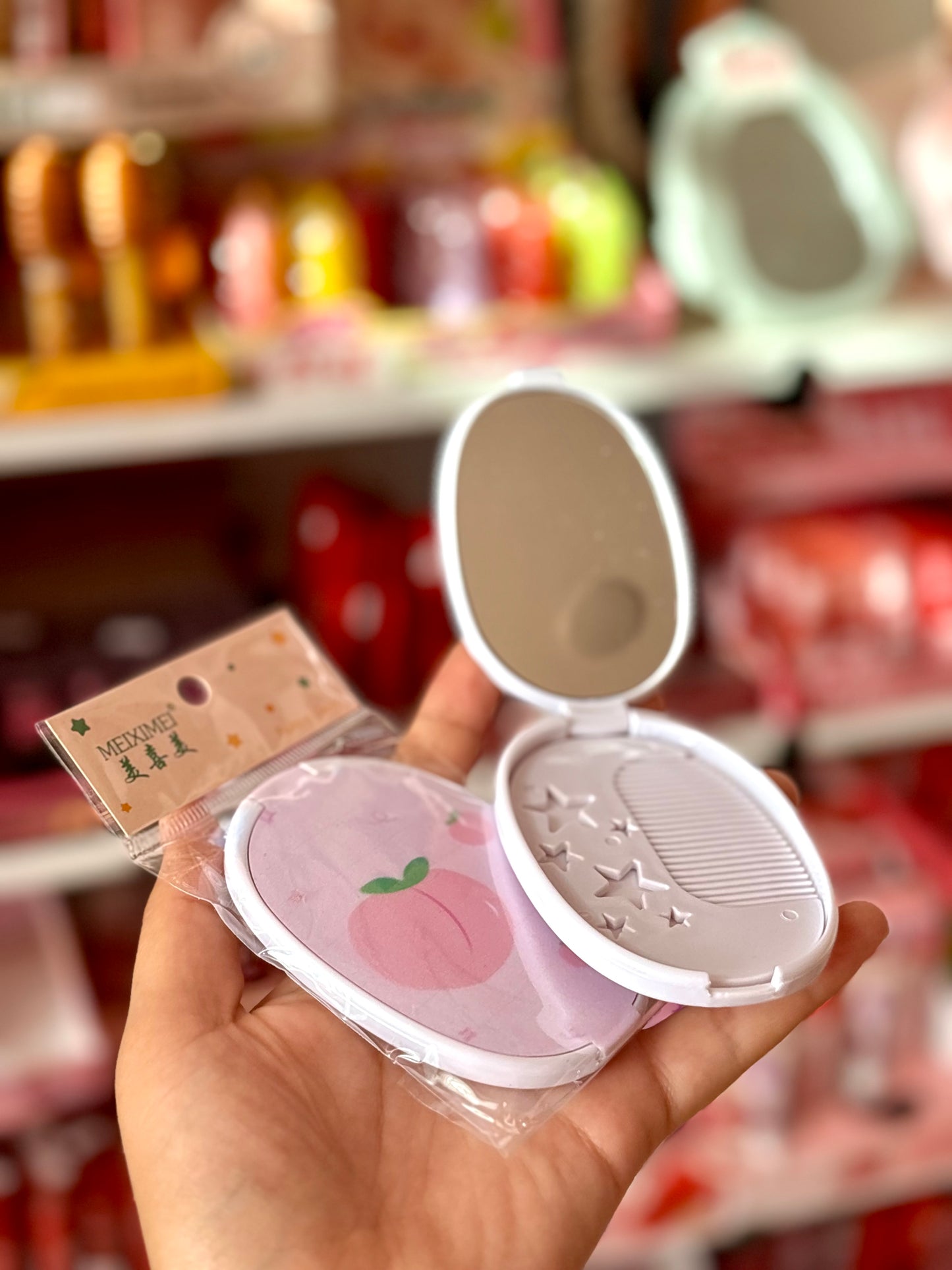 Mini miroir pour sac avec petite brosse - Girlzbox