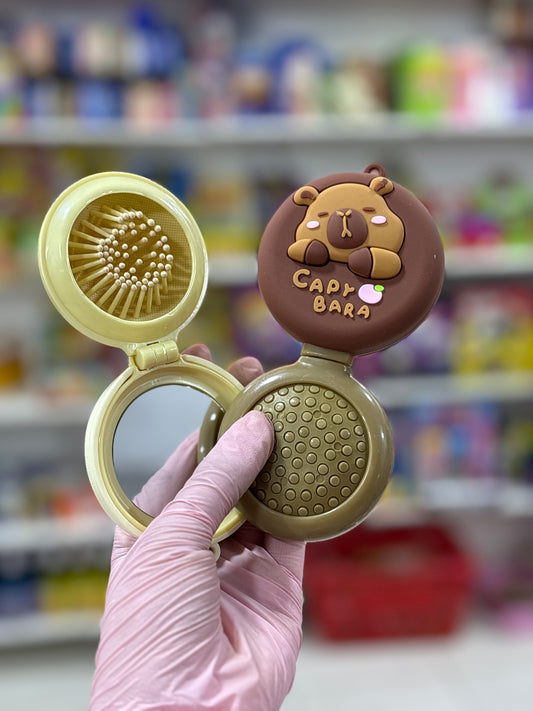 Brosse pour les cheveux et miroir capybara - Girlzbox