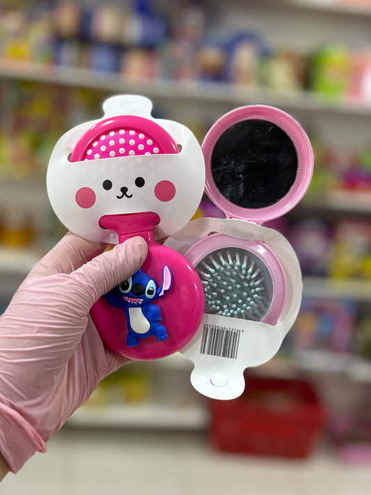 Brosse pour les cheveux et miroir stitch - Girlzbox