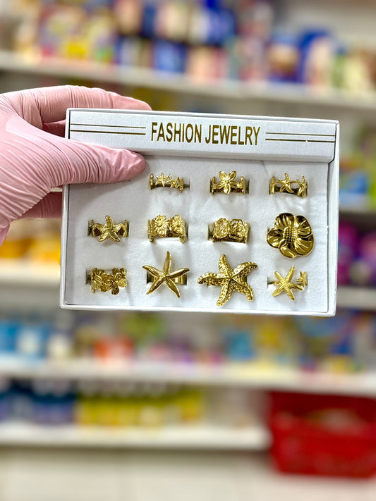 Bague ajustable trendy motif aléatoire - Girlzbox