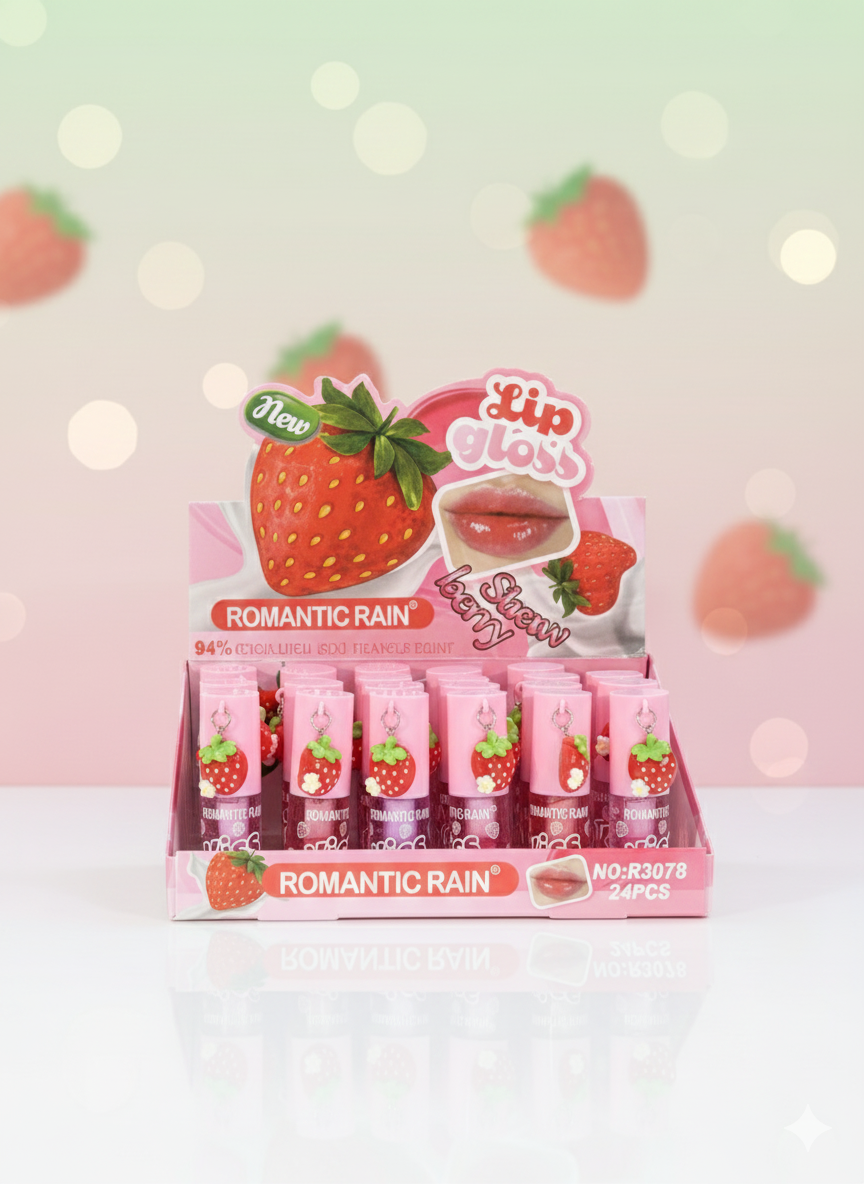 Lip gloss fraise effet rose naturel - Girlzbox