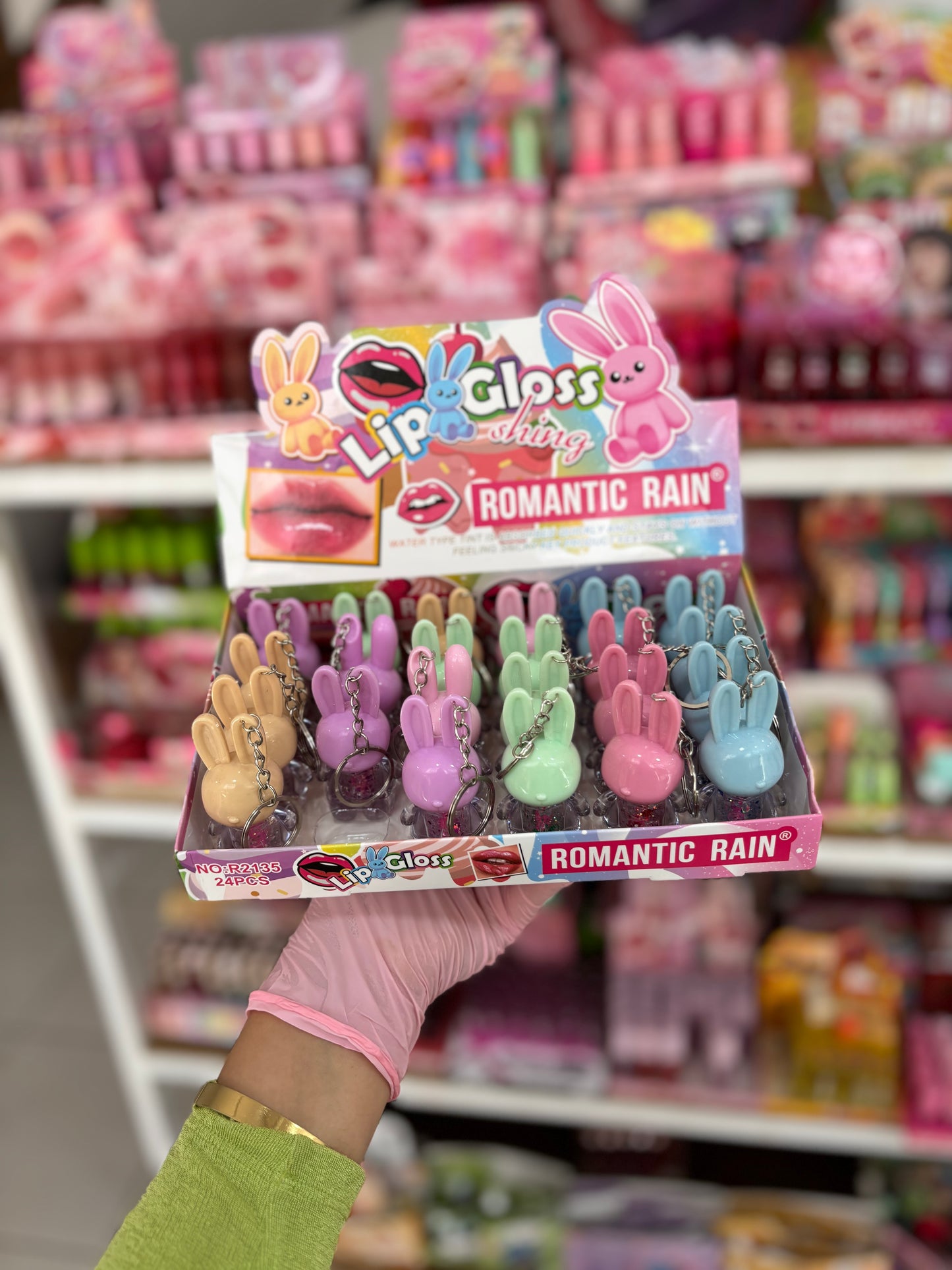 Lip gloss tendance et porte clés couleur rose très claire - girlzbox