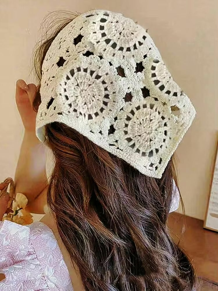 1 pièce Bonnet en crochet fait main, accessoire pour cheveux à couronne haute pour femmes, accessoire de plage polyvalent et à la mode pour l'été