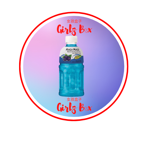 Mogu mogu cassis blueberry flavored drink with nata de coco 320ML - Girlz box