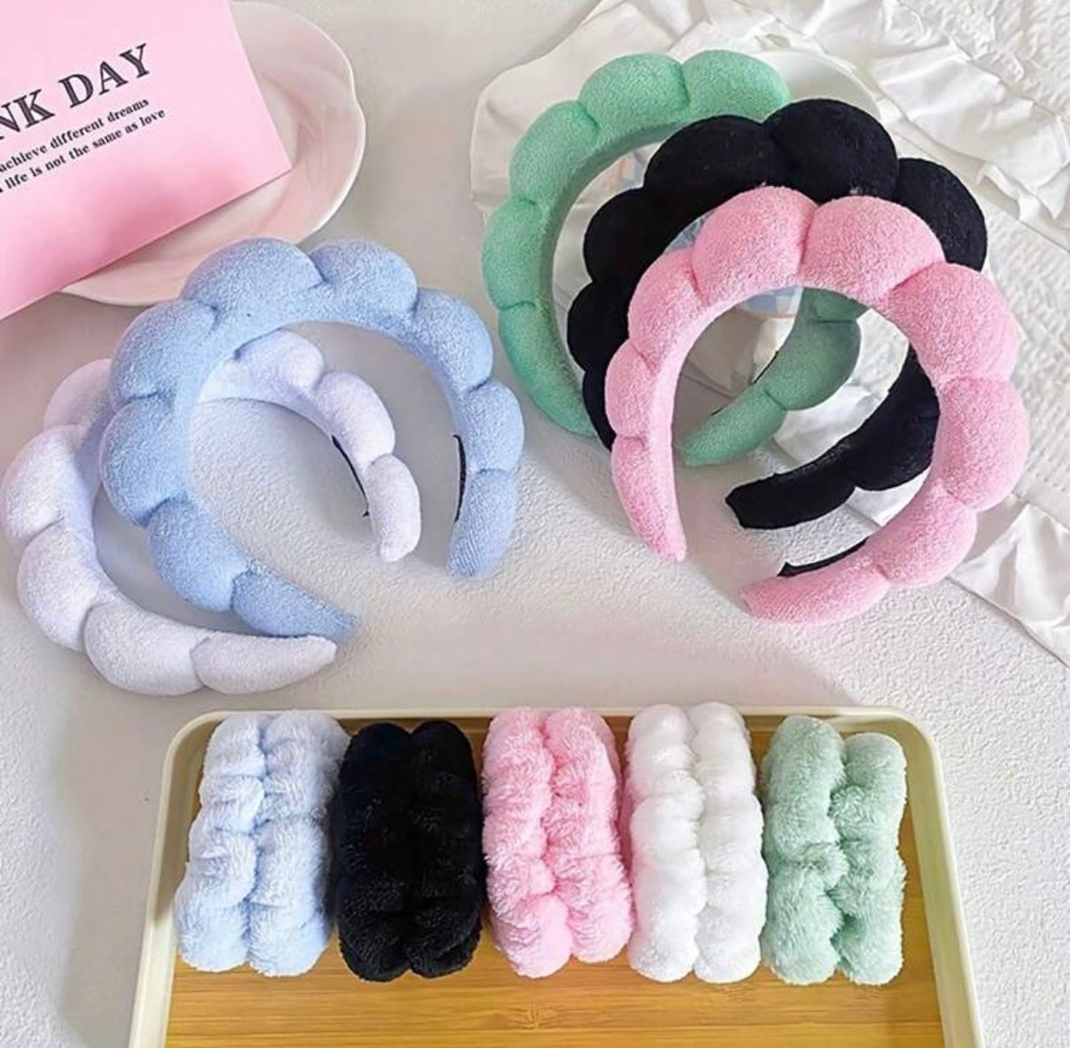 Bandeau 3pcs face washing wrist band popular- couleur aléatoire