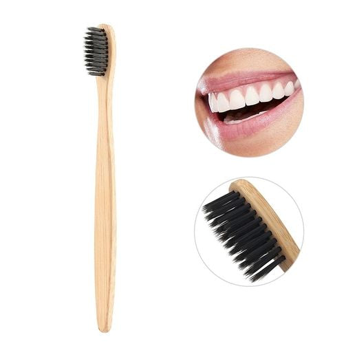 Brosse à dents en bambou, 100% Biodégradable, Les poils de charbon, Doux et Souples - Girlzbox