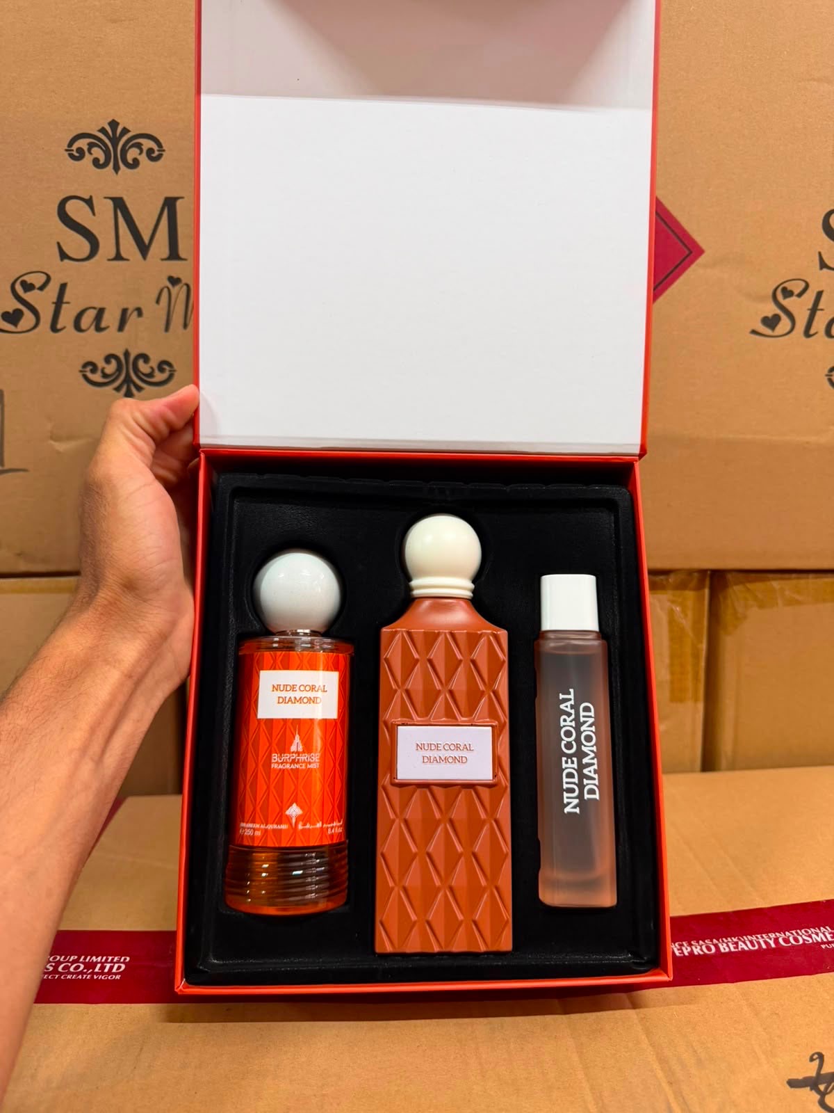 Fruité Nude coral diamond coffret 3pcs eau de parfum luxe packaging cadeau - Girlzbox