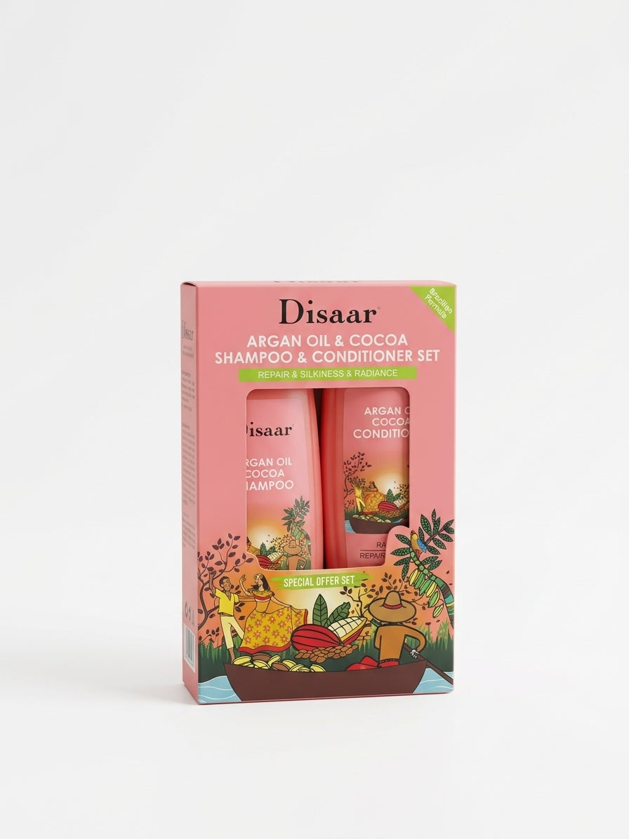 Ensemble Shampoing et Après-Shampoing Disaar à l'Huile d'Argan et au Cacao