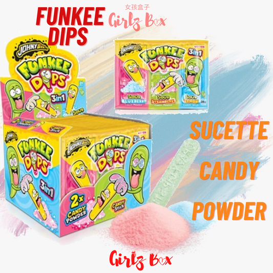 3in1 sour poudre et sucette Funke dips candy vegan bonbon - Girlzbox