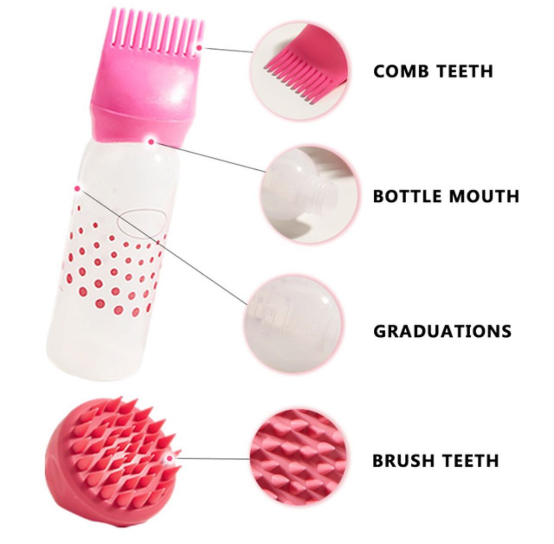 2x Bouteille à huile et brosse pour massage et bouteille cheveux hair care - Girlz box