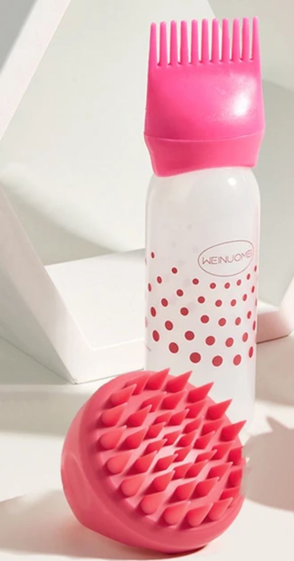 2x Bouteille à huile et brosse pour massage et bouteille cheveux hair care - Girlz box