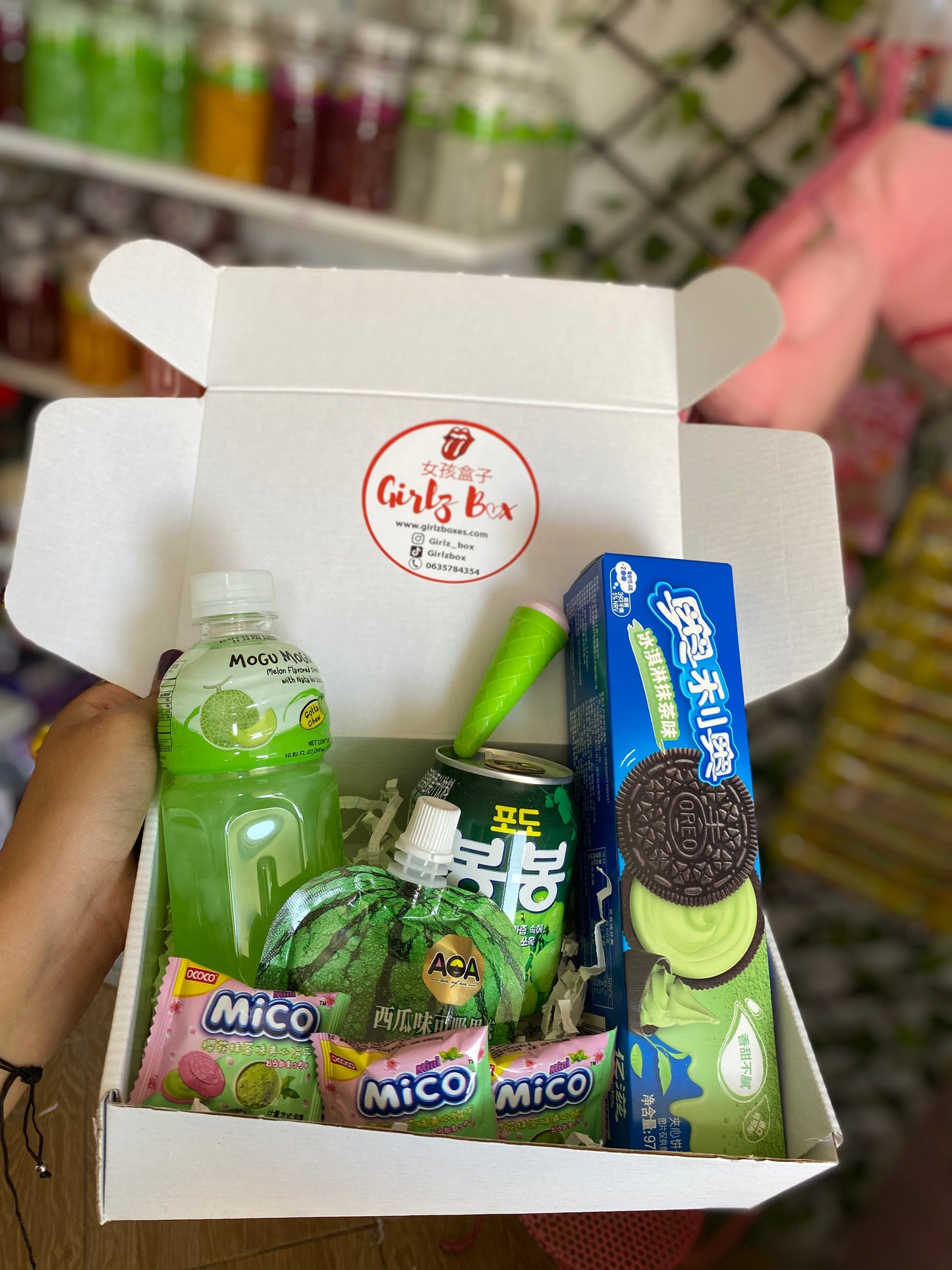 Green mini box degustation oreo mogu mogu jelly