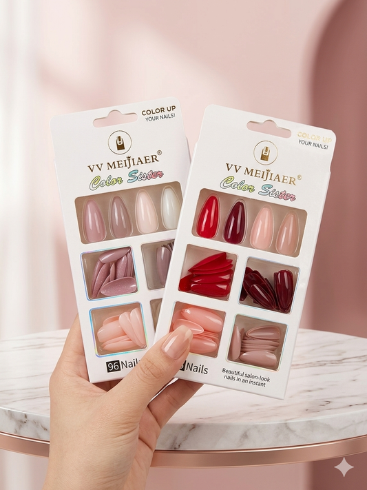 1 Pack faux ongles 96pcs 4 couleurs - Girlzbox