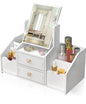 Rangement Maquillage Organisateur Multifonctionnel Organisateur Maquillage Boite Rangement Maquillage avec Miroir pour Chambre/Salle de Bain (miroir carré)