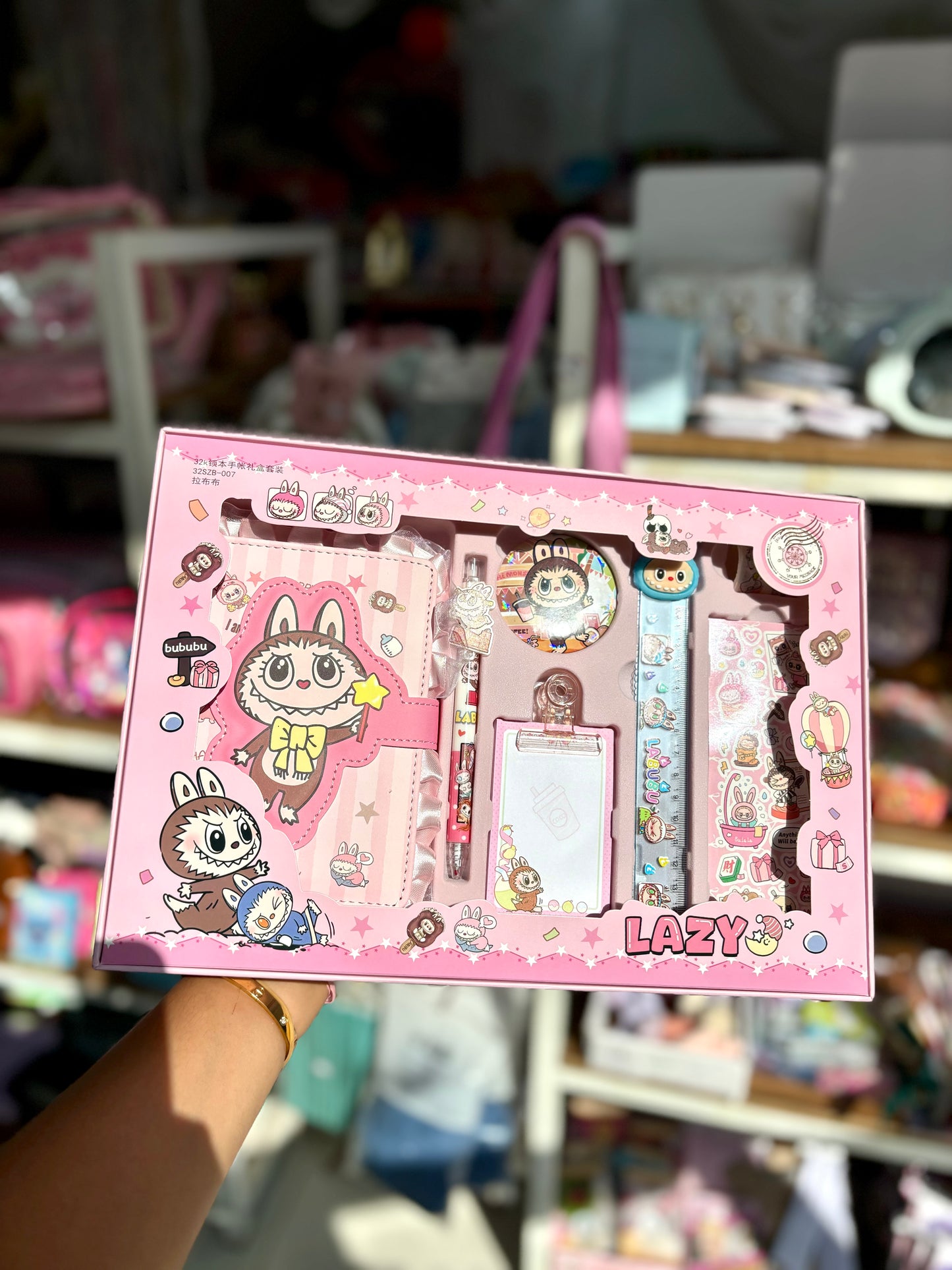 Coffret cadeau labubu pour fille bloc notes stylo stickers  - Girlzbox