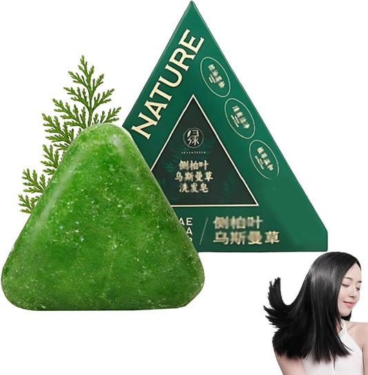 Nature Triangle Shampoo Bar, Nature Seven Green Soap Shampoo, Usman Grass 𝐒hampoo Bar, Calming & Strengthens Hair for Women and Mens