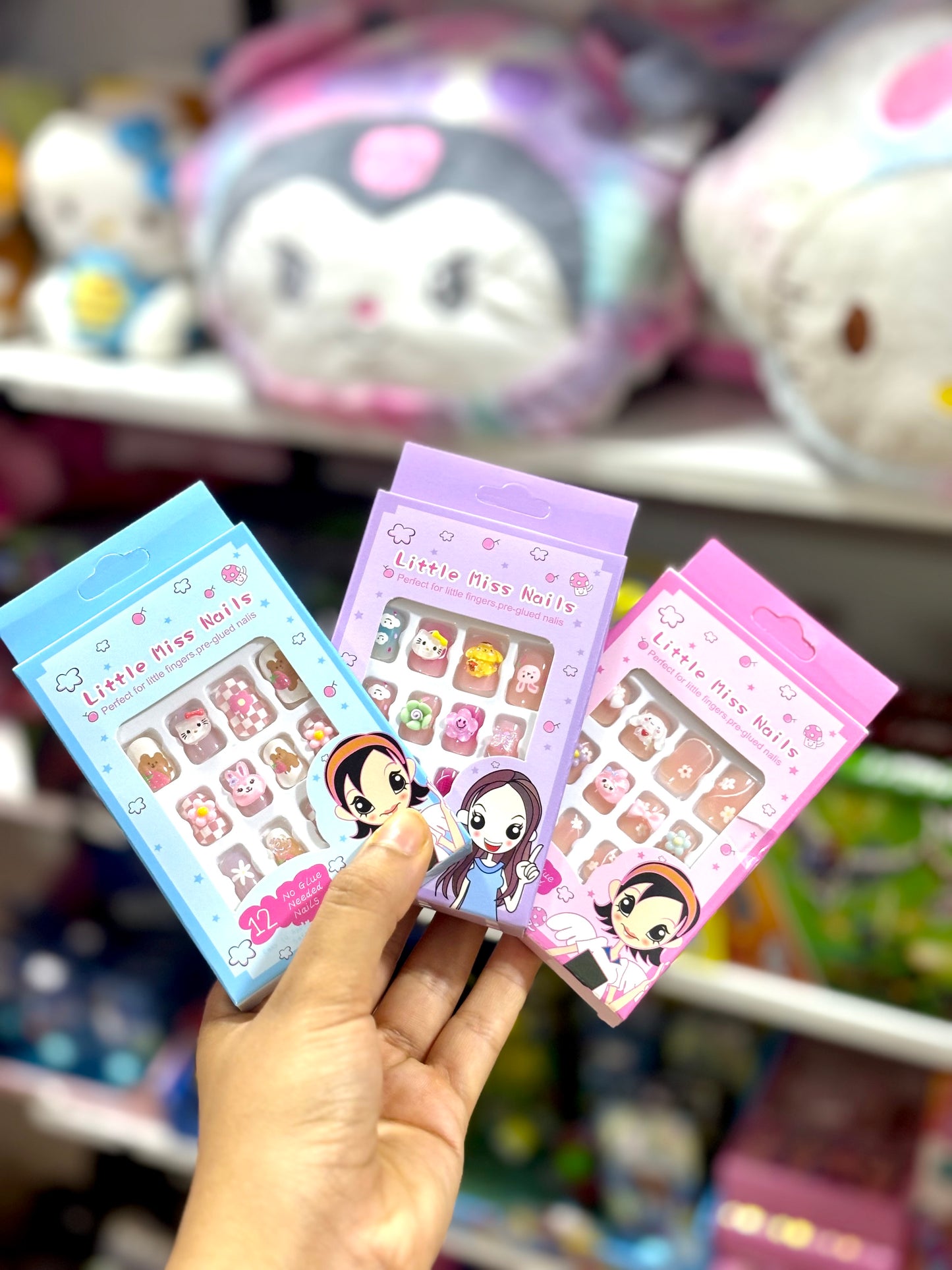 Faux ongles pour enfants fille sanrio motif aléatoire - girlzbox