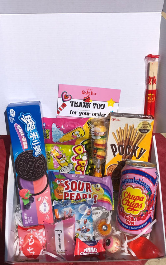 Asian snacks box candy soft drink pocky sour candy - Girlzbox