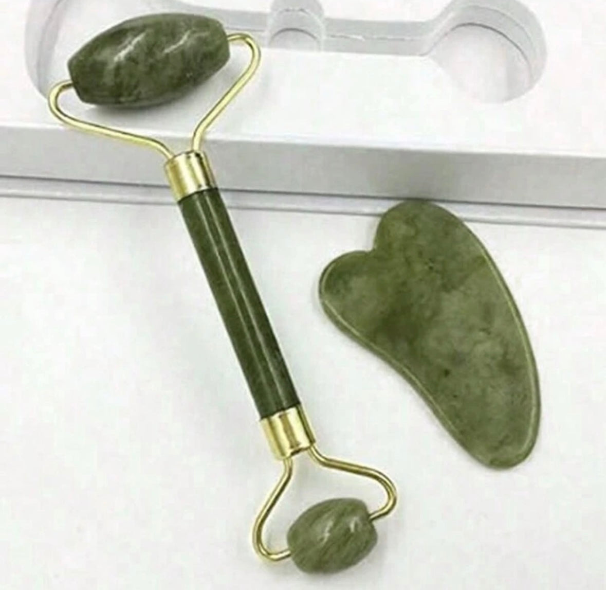 Duo jad roller et guacha pierre massage pour le visage skin care - Girlzbox