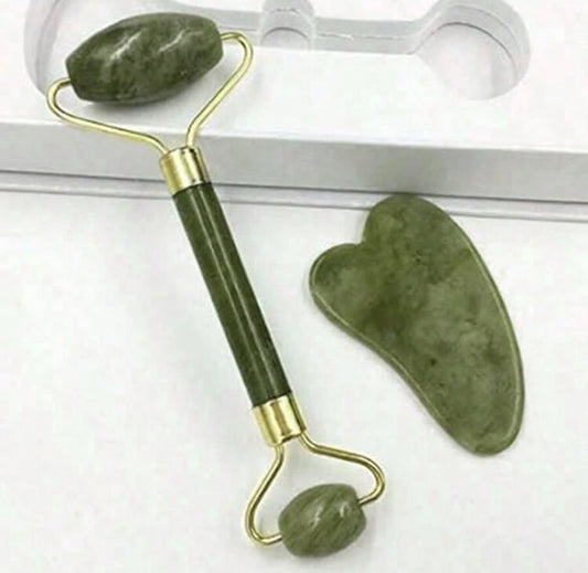 Duo jad roller et guacha pierre massage pour le visage skin care - Girlzbox