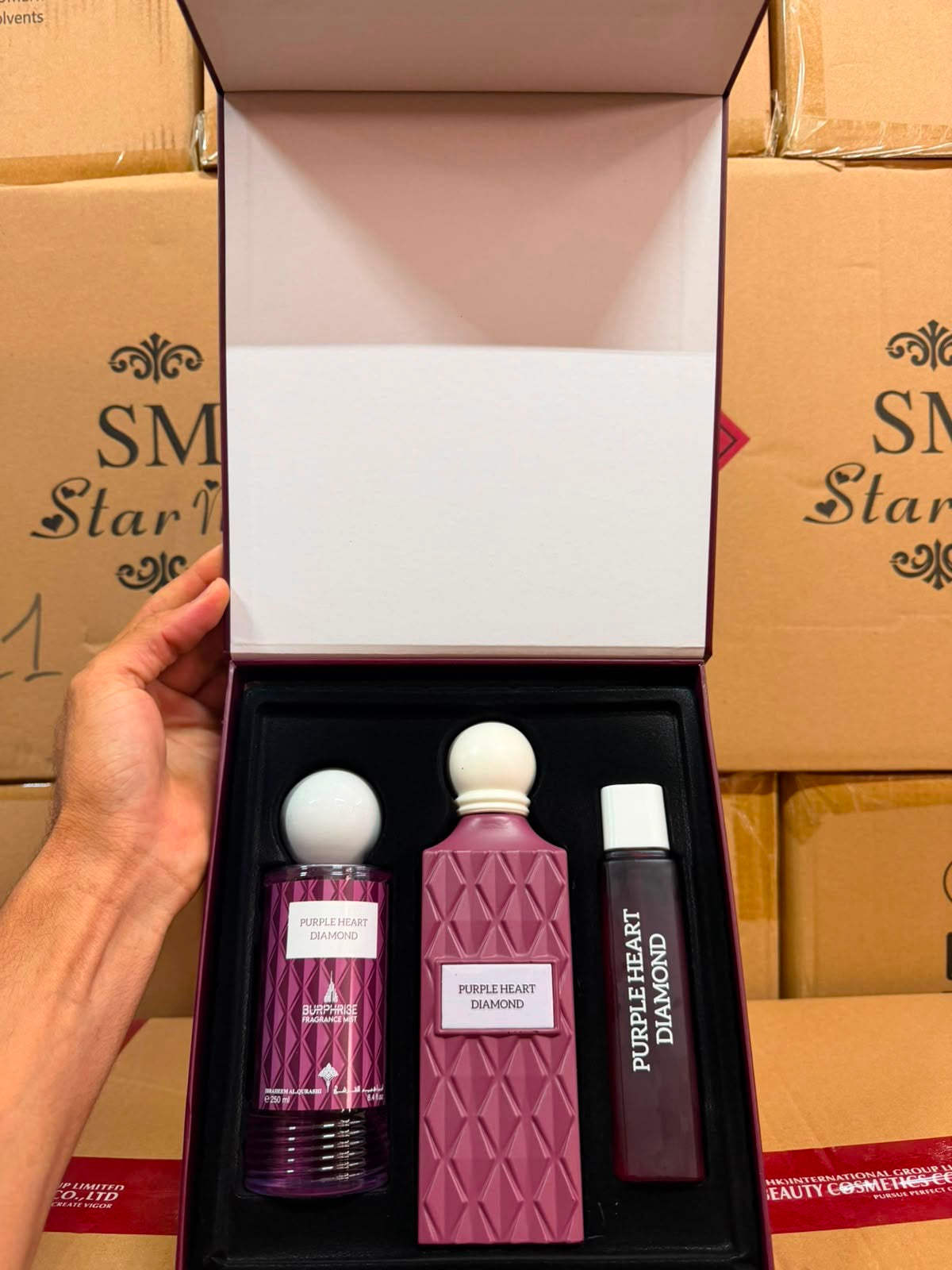 Fruité vanille raisons Purple heart diamond coffret 3pcs eau de parfum luxe packaging cadeau - Girlzbox