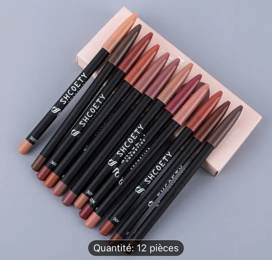 Pack crayons à lèvres x12pcs traceur des lèvres