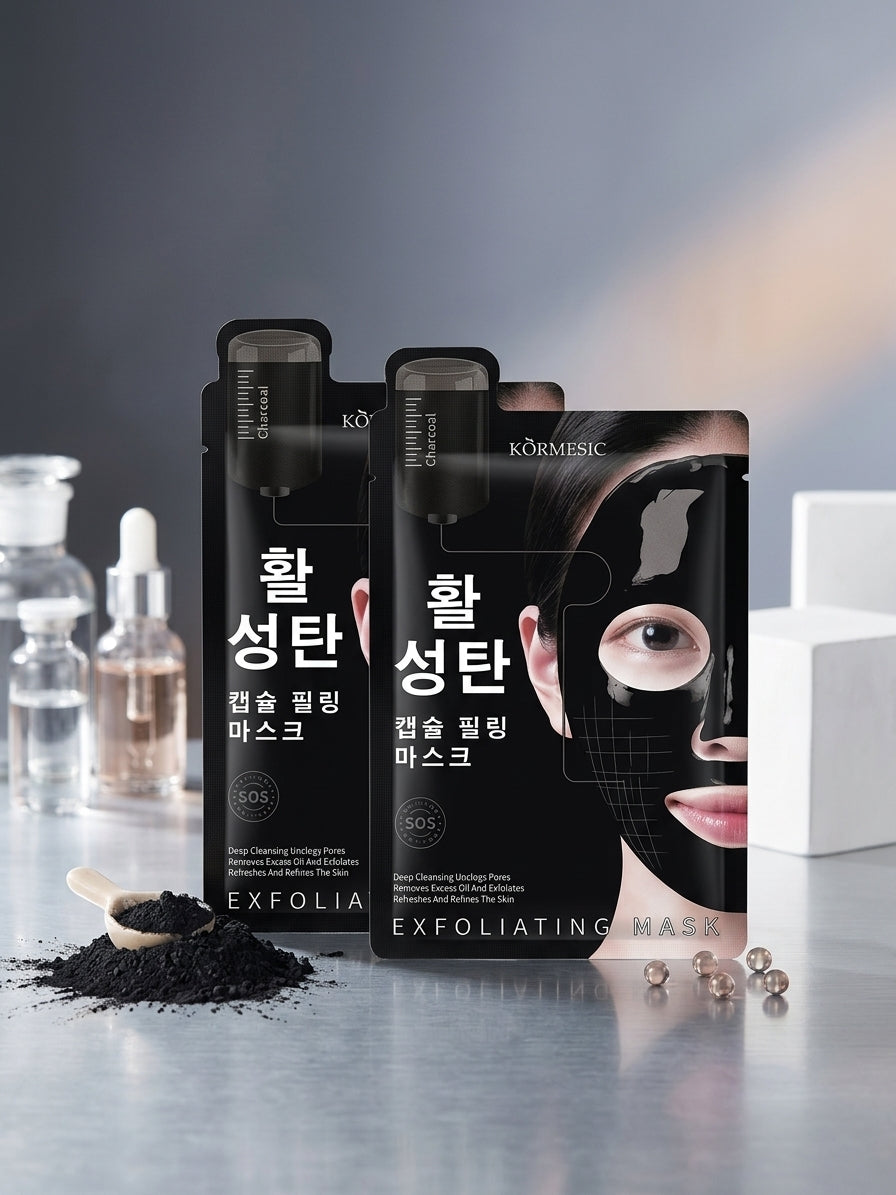 Masque Tissu Exfoliant au Charbon Actif – KÖRMESIC