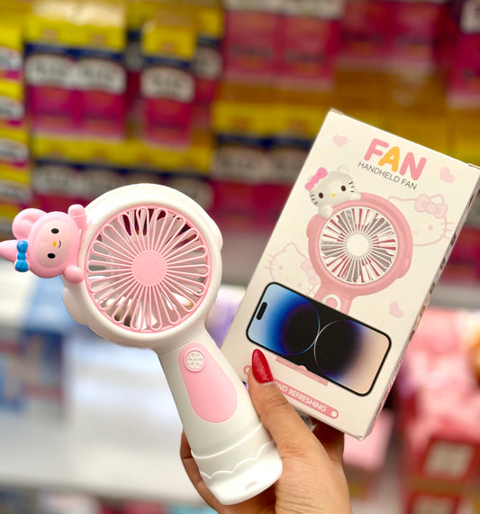 My melody Ventilateur électrique et porte téléphone Fan handheld cool and refreshing - Girlzbox