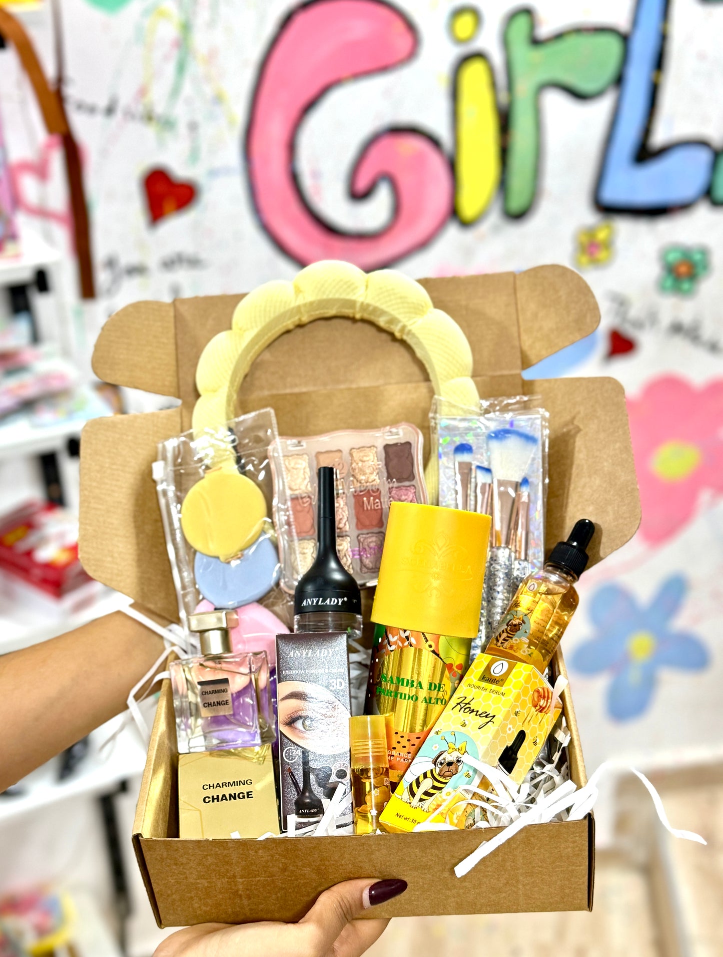 Yellow bee box makeup and perfume- Girlzbox