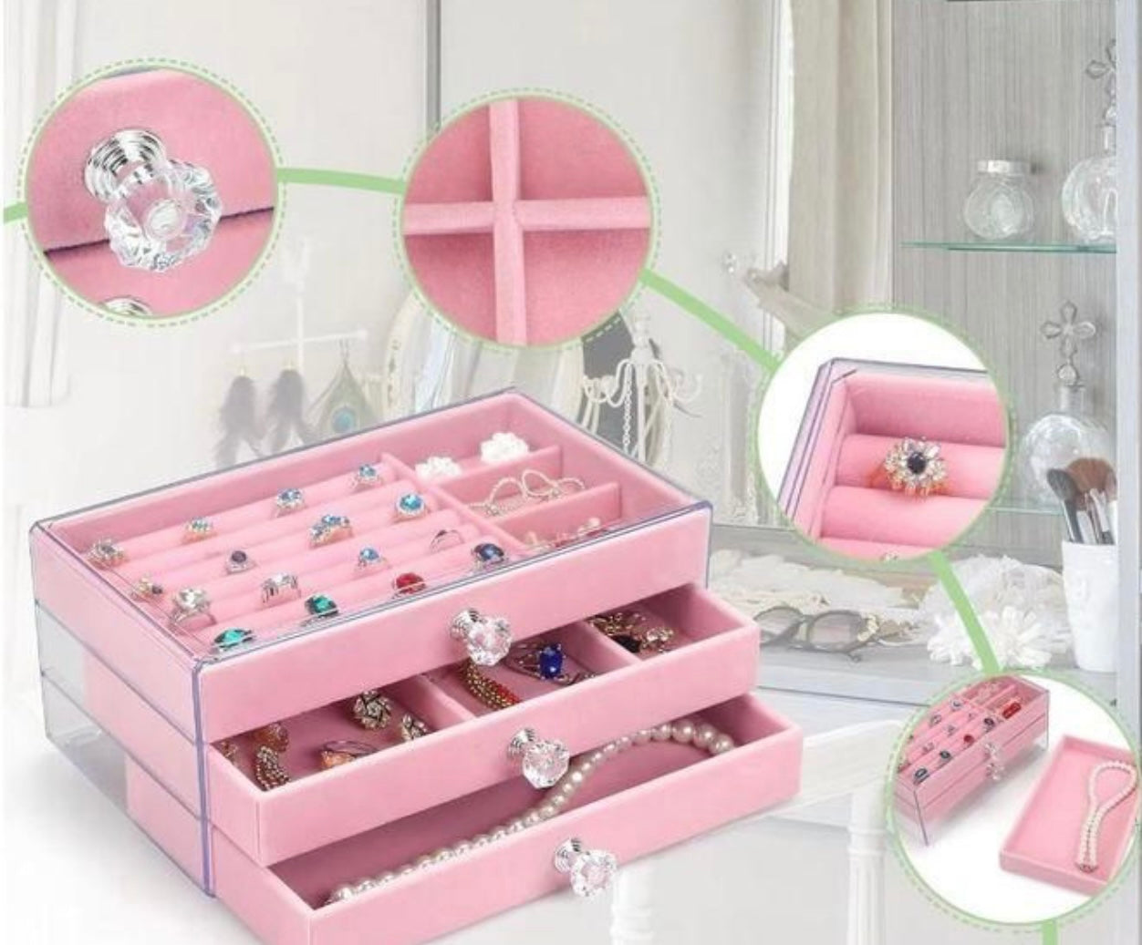 Boite à bijoux rangement tres chic منظم المجوهرات - Girlzbox