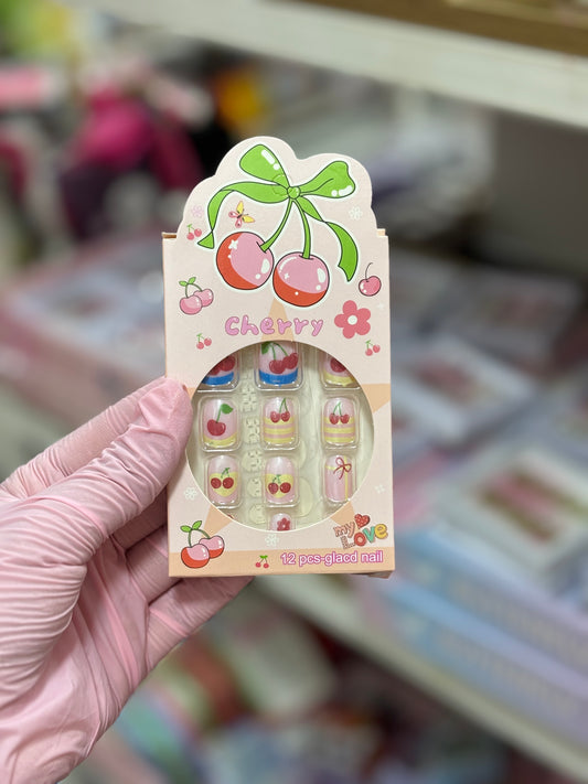 Faux ongles pour petite fille cerise  - Girlzbox