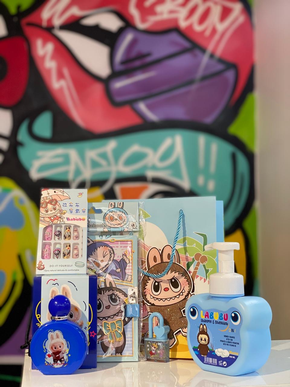 Blue Labubu special pack cadeau gift x6 articles - Girlzbox