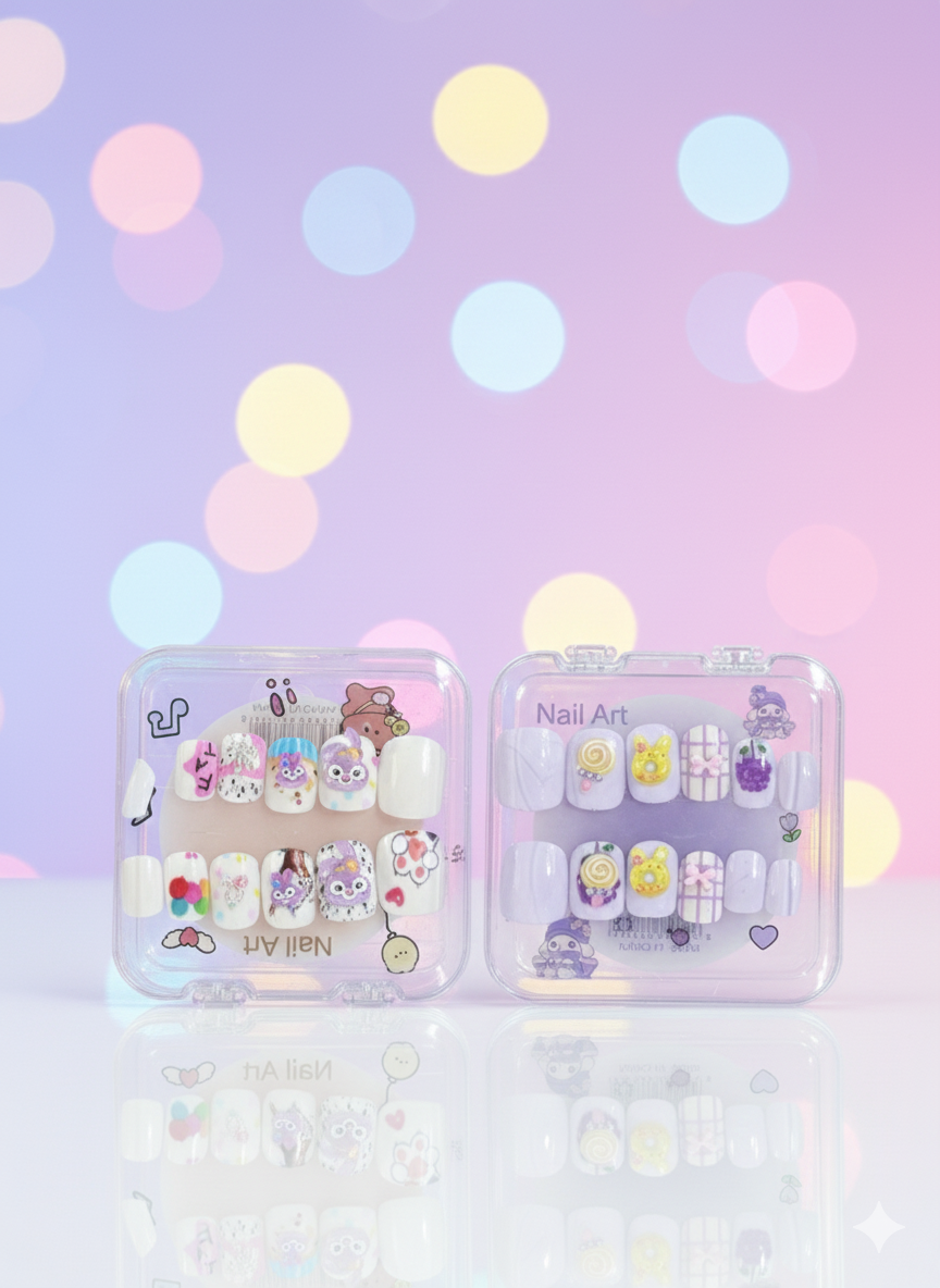 Faux ongles pour filles avec colle double face facile à appliquer et à retirer 1 pack - Girlzbox