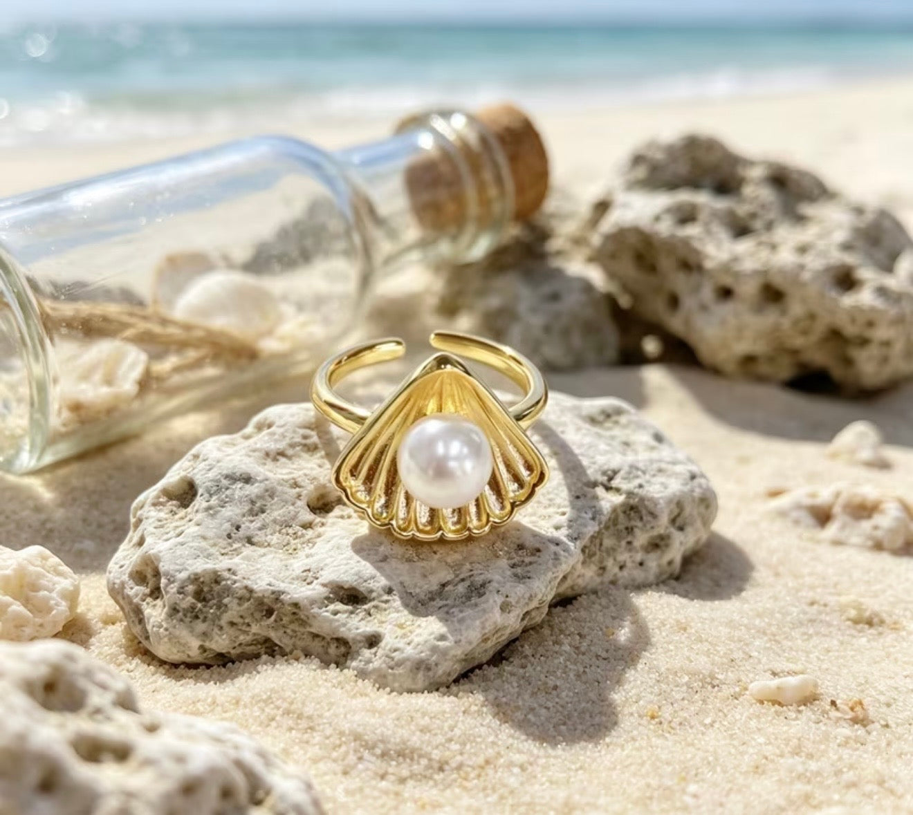 Bague coquillages tendance - Girlzbox