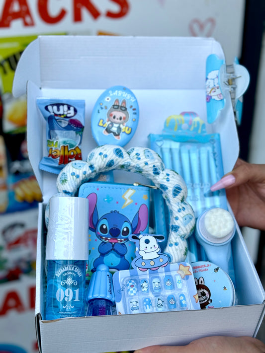 Blue ocean labubu stitch box - Girlzbox