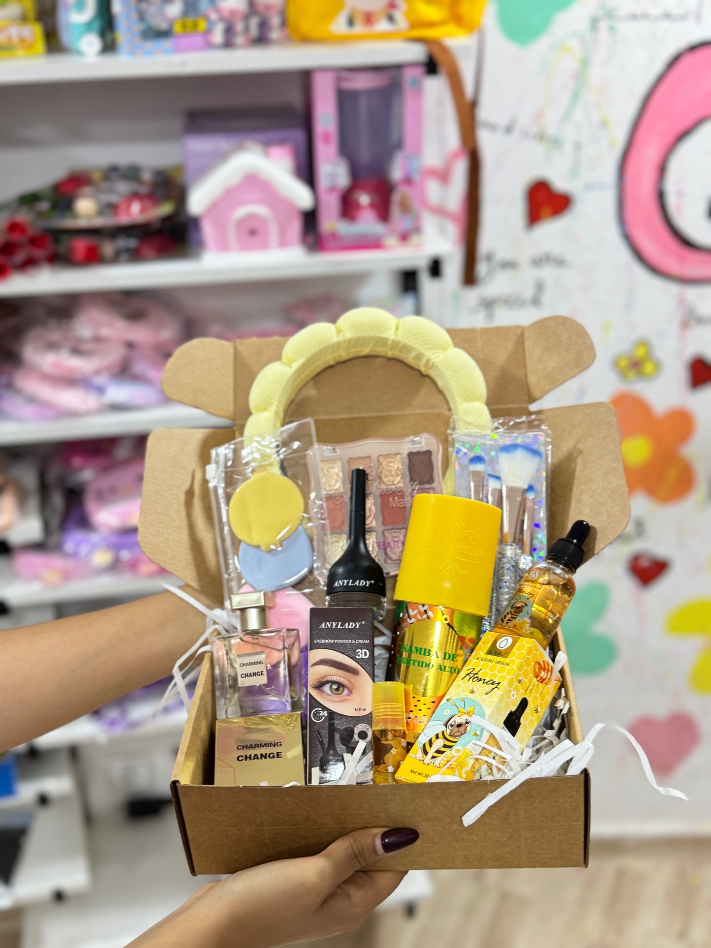 Yellow bee box makeup and perfume- Girlzbox