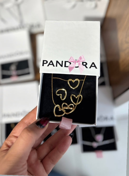 Ensemble collier boucles bague ajustable gourmette coeur avec boite et sachet cadeau saint valentin - Girlzbox